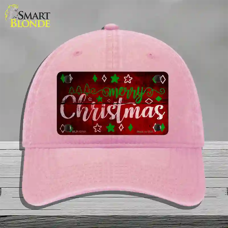 Merry Christmas Red Novelty License Plate Hat Unconstructed Cotton / Pink