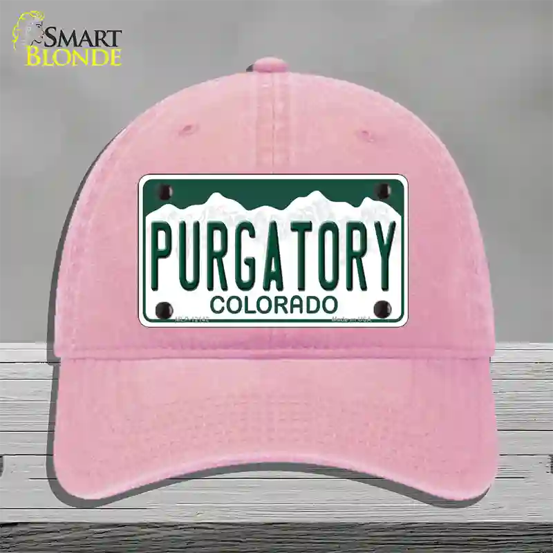 Purgatory Colorado Novelty License Plate Hat Unconstructed Cotton / Pink