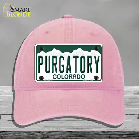 Purgatory Colorado Novelty License Plate Hat Unconstructed Cotton / Pink