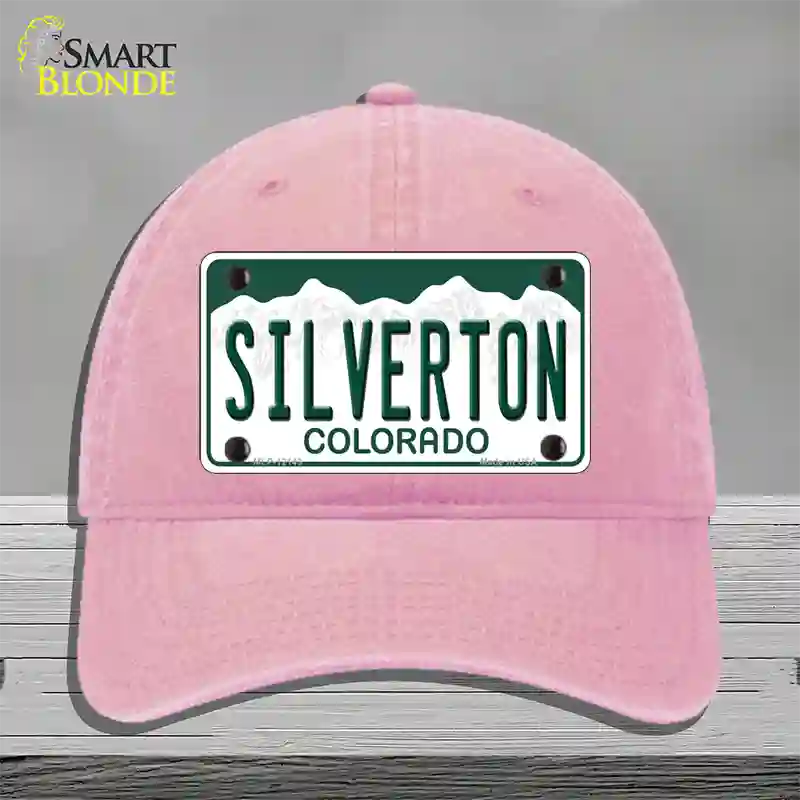 Silverton Colorado Novelty License Plate Hat Unconstructed Cotton / Pink