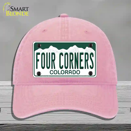 Four Corners Colorado Novelty License Plate Hat Unconstructed Cotton / Pink