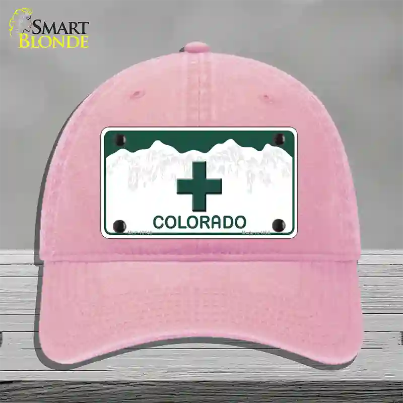 Marajuana Cross Colorado Novelty License Plate Hat Unconstructed Cotton / Pink