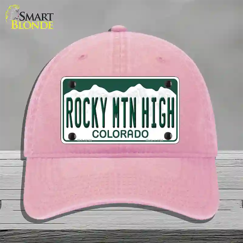 Rocky Mountain High Colorado Novelty License Plate Hat Unconstructed Cotton / Pink