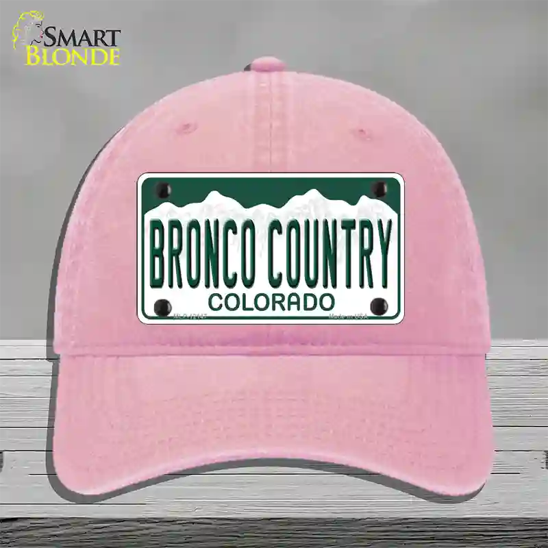 Bronco Country Colorado Novelty License Plate Hat Unconstructed Cotton / Pink