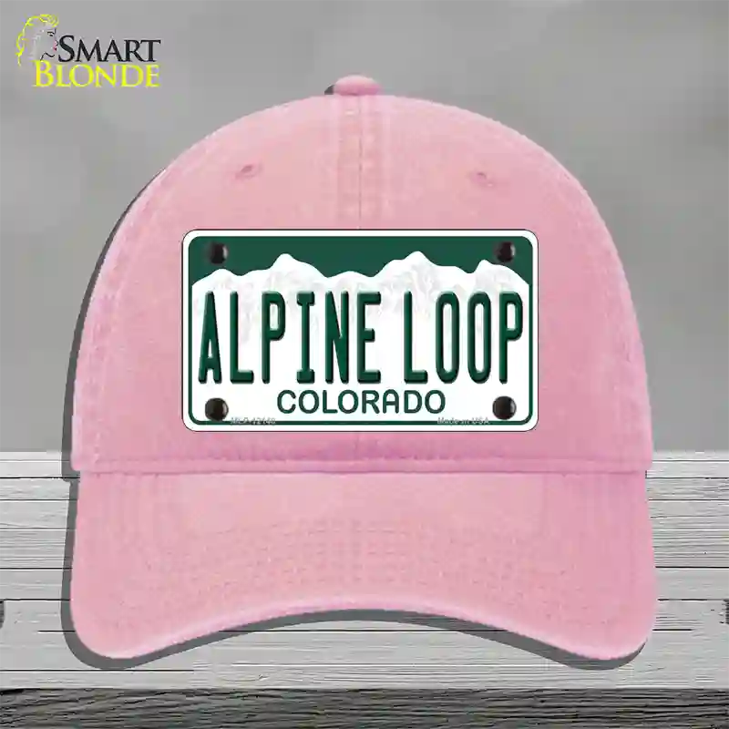 Alpine Loop Colorado Novelty License Plate Hat Unconstructed Cotton / Pink