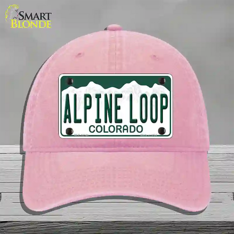 Alpine Loop Colorado Novelty License Plate Hat Unconstructed Cotton / Pink