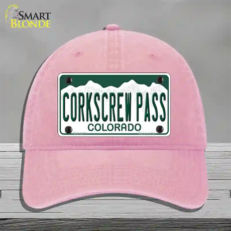 Corkscrew Pass Colorado Novelty License Plate Hat Unconstructed Cotton / Pink