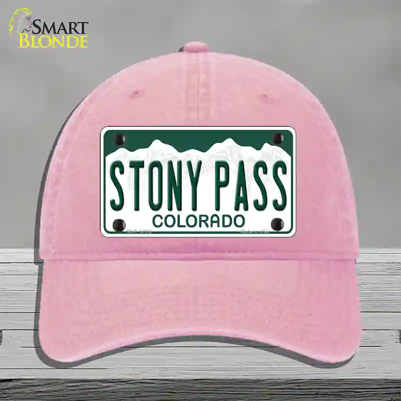 Stony Pass Colorado Novelty License Plate Hat Unconstructed Cotton / Pink