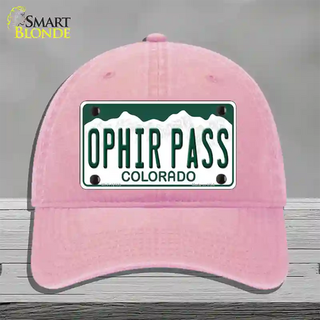 Ophir Pass Colorado Novelty License Plate Hat Unconstructed Cotton / Pink