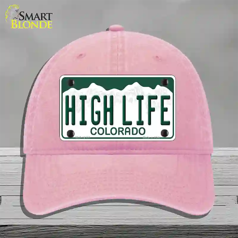 High Life Colorado Novelty License Plate Hat Unconstructed Cotton / Pink