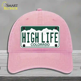 High Life Colorado Novelty License Plate Hat Unconstructed Cotton / Pink