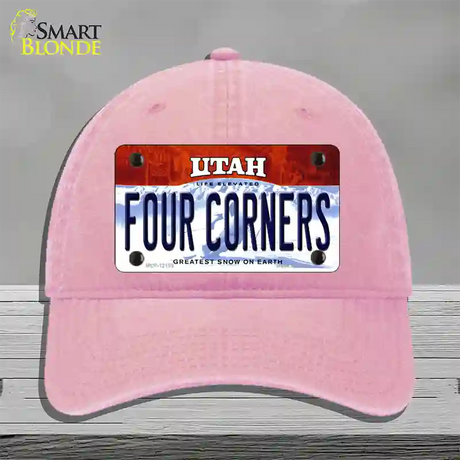 Utah Four Corners Novelty License Plate Hat Unconstructed Cotton / Pink