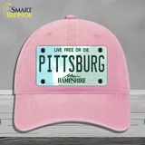 Pittsburg New Hampshire Novelty License Plate Hat Unconstructed Cotton / Pink