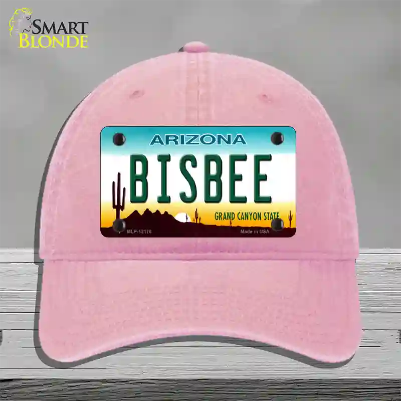 Bisbee Arizona Novelty License Plate Hat Unconstructed Cotton / Pink