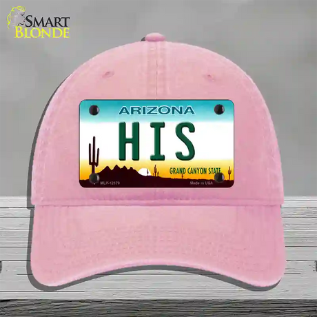 His Arizona Novelty License Plate Hat Unconstructed Cotton / Pink