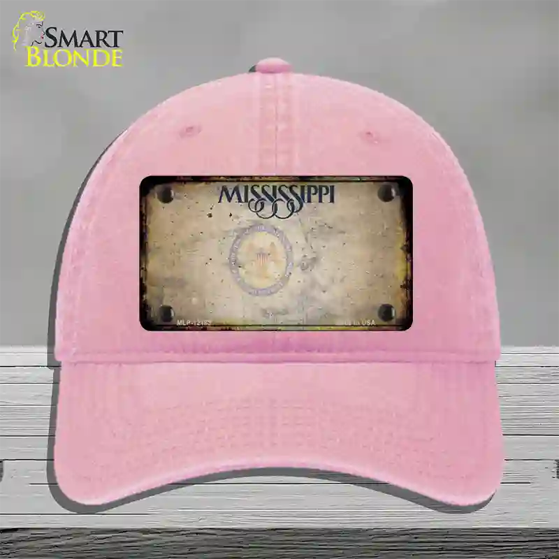 Mississippi Great Seal Rusty Blank Novelty License Plate Hat Unconstructed Cotton / Pink