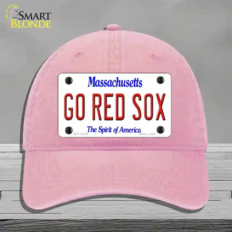 Go Red Sox Massachusetts Novelty License Plate Hat Unconstructed Cotton / Pink