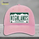 Highlands Colorado Novelty License Plate Hat Unconstructed Cotton / Pink