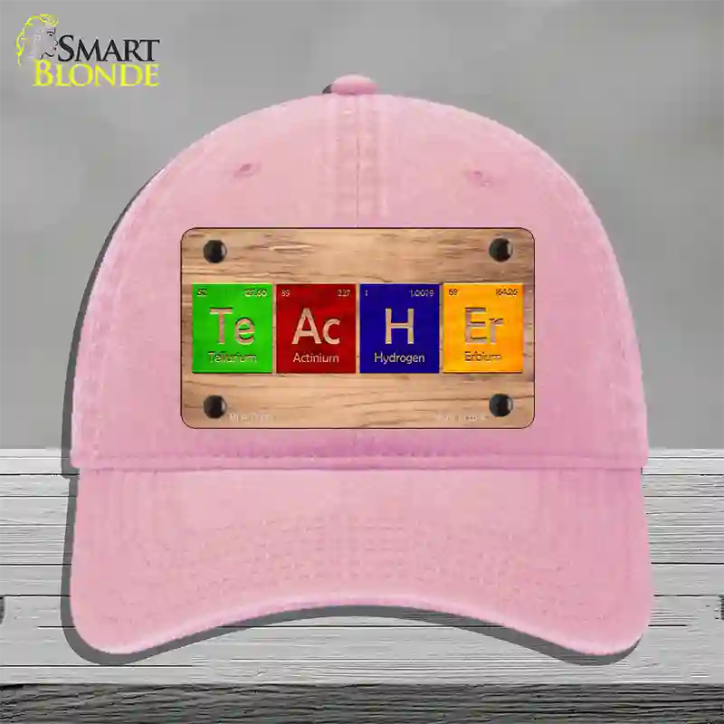 Teacher Periodic Table Wood Novelty License Plate Hat Unconstructed Cotton / Pink