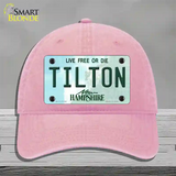 Tilton New Hampshire Novelty License Plate Hat Unconstructed Cotton / Pink