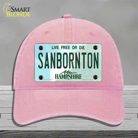 Sanbornton New Hampshire Novelty License Plate Hat Unconstructed Cotton / Pink