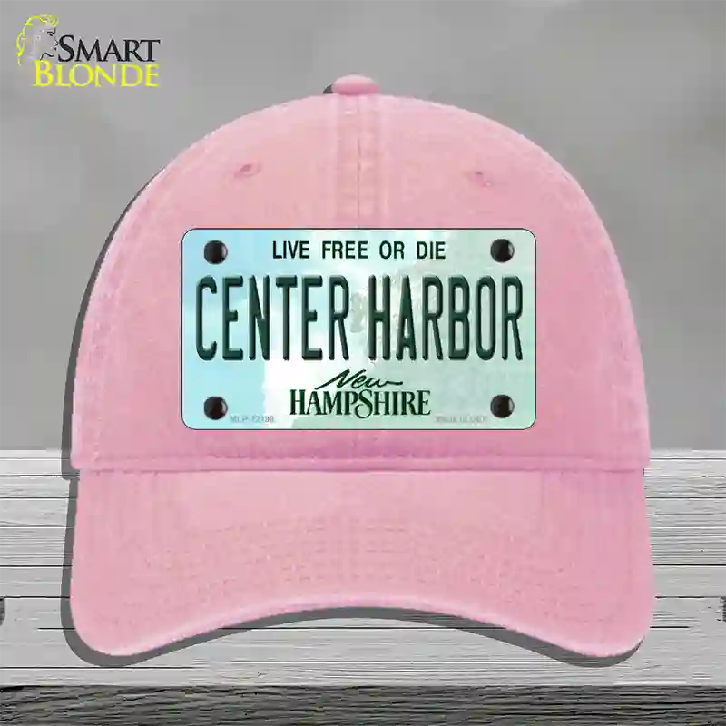 Center Harbor New Hampshire Novelty License Plate Hat Unconstructed Cotton / Pink