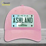 Ashland New Hampshire Novelty License Plate Hat Unconstructed Cotton / Pink