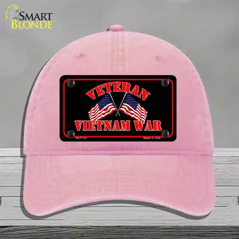 Vietnam War Veteran Novelty License Plate Hat Unconstructed Cotton / Pink