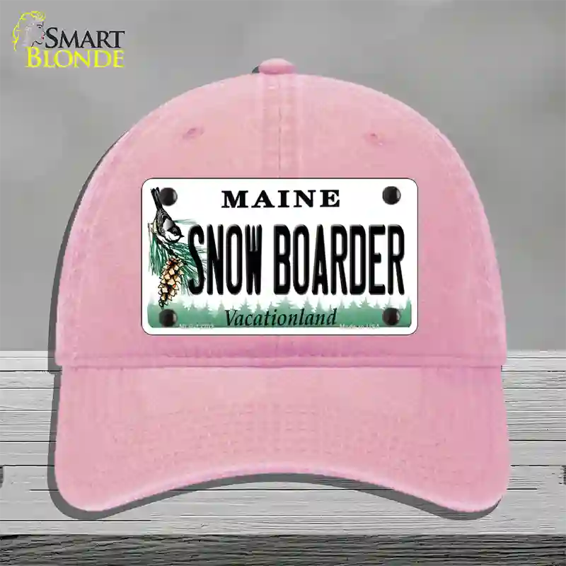 Snow Boarder Maine Novelty License Plate Hat Unconstructed Cotton / Pink