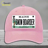 Snow Boarder Maine Novelty License Plate Hat Unconstructed Cotton / Pink