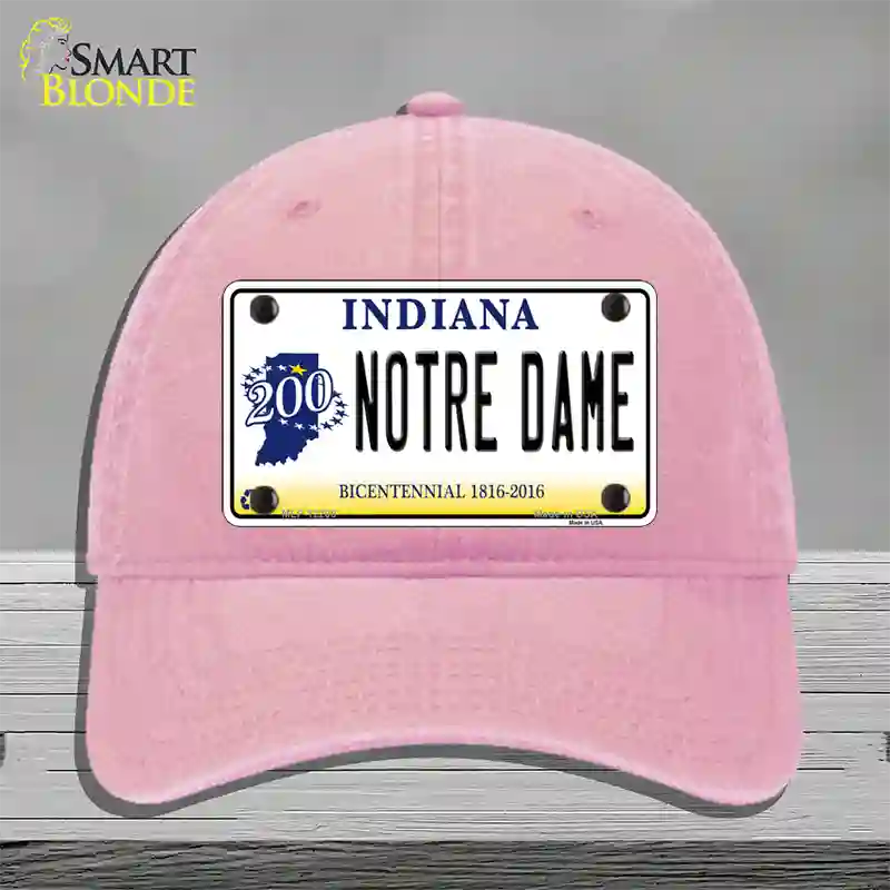 Notre Dame Indiana Novelty License Plate Hat Unconstructed Cotton / Pink