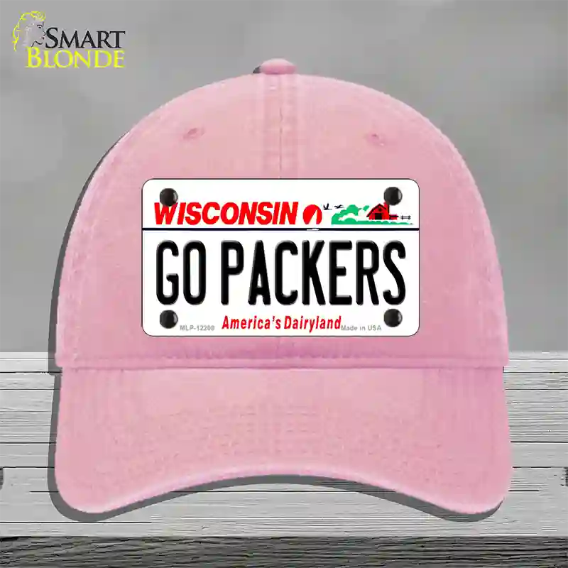 Go Packers Wisconsin Novelty License Plate Hat Unconstructed Cotton / Pink