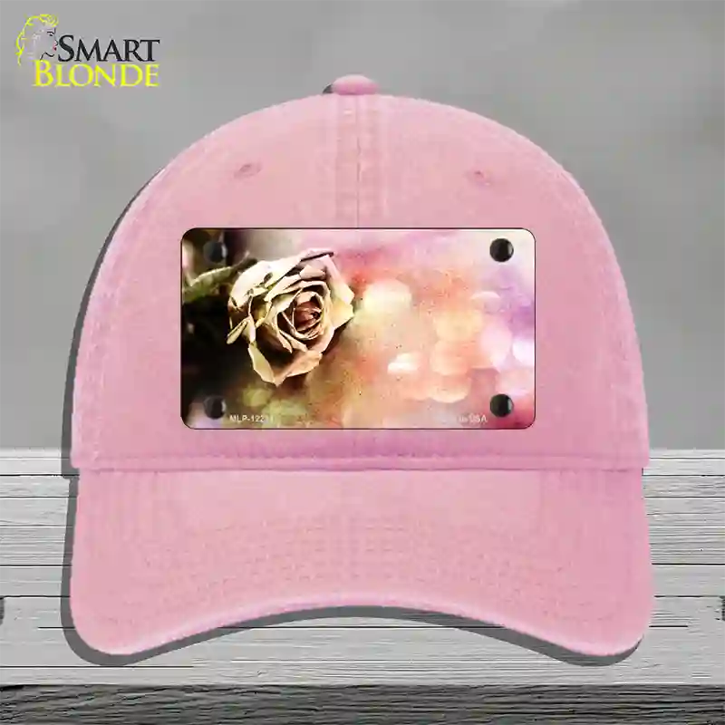 Watercolor Rose Novelty License Plate Hat Unconstructed Cotton / Pink