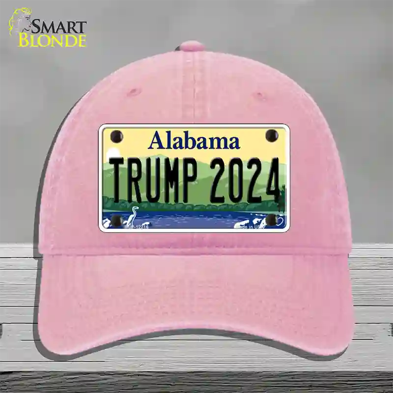 Trump 2024 Alabama Novelty License Plate Hat Unconstructed Cotton / Pink