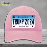 Trump 2024 Connecticut Novelty License Plate Hat Unconstructed Cotton / Pink