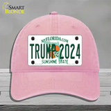 Trump 2024 Florida Novelty License Plate Hat Unconstructed Cotton / Pink