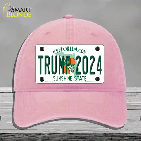 Trump 2024 Florida Novelty License Plate Hat Unconstructed Cotton / Pink