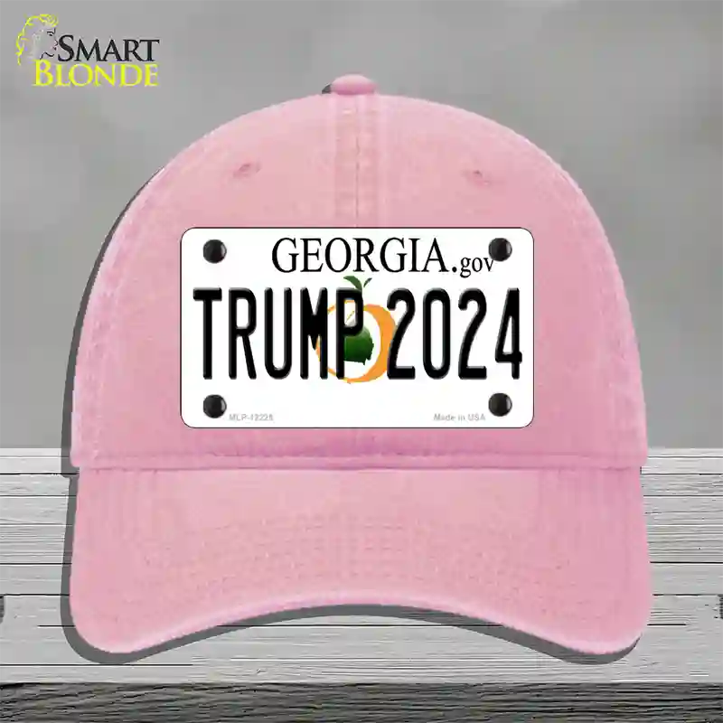 Trump 2024 Georgia Novelty License Plate Hat Unconstructed Cotton / Pink