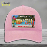 Trump 2024 Hawaii Novelty License Plate Hat Unconstructed Cotton / Pink