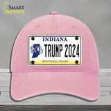 Trump 2024 Indiana Novelty License Plate Hat Unconstructed Cotton / Pink