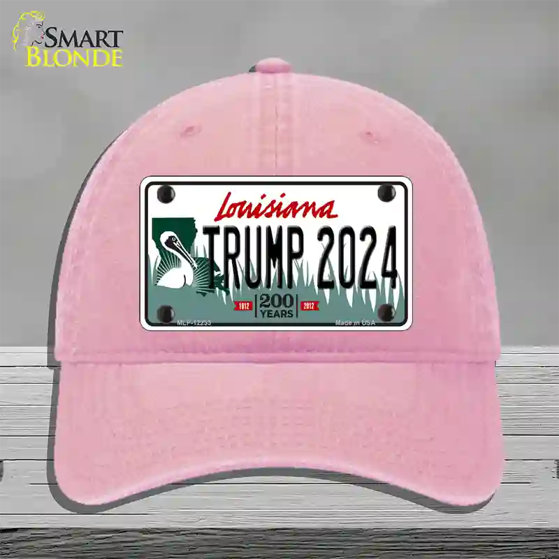 Trump 2024 Louisiana Novelty License Plate Hat Unconstructed Cotton / Pink