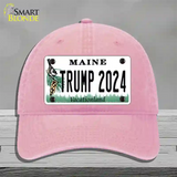 Trump 2024 Maine Novelty License Plate Hat Unconstructed Cotton / Pink