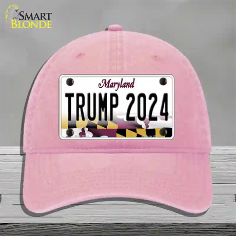 Trump 2024 Maryland Novelty License Plate Hat Unconstructed Cotton / Pink