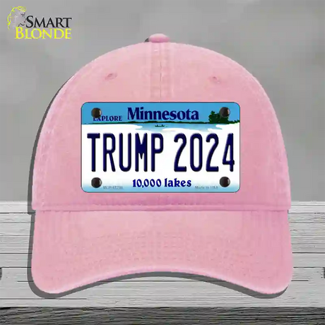 Trump 2024 Minnesota Novelty License Plate Hat Unconstructed Cotton / Pink