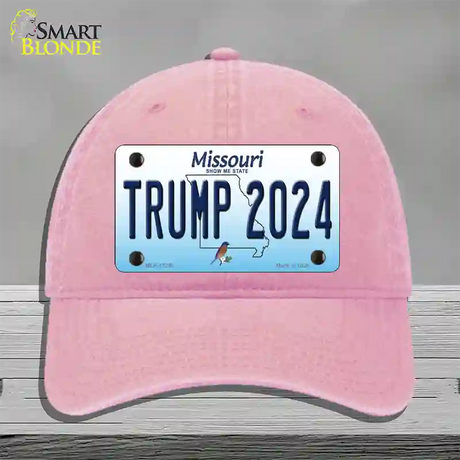 Trump 2024 Missouri Novelty License Plate Hat Unconstructed Cotton / Pink