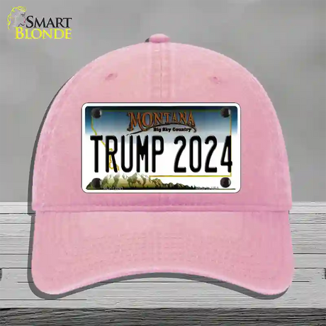 Trump 2024 Montana Novelty License Plate Hat Unconstructed Cotton / Pink