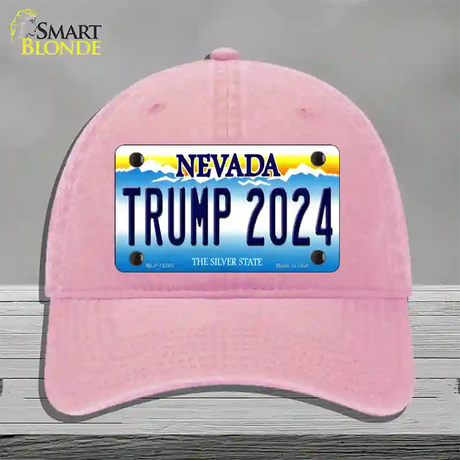 Trump 2024 Nevada Novelty License Plate Hat Unconstructed Cotton / Pink