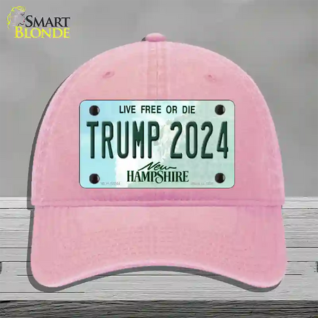 Trump 2024 New Hampshire Novelty License Plate Hat Unconstructed Cotton / Pink