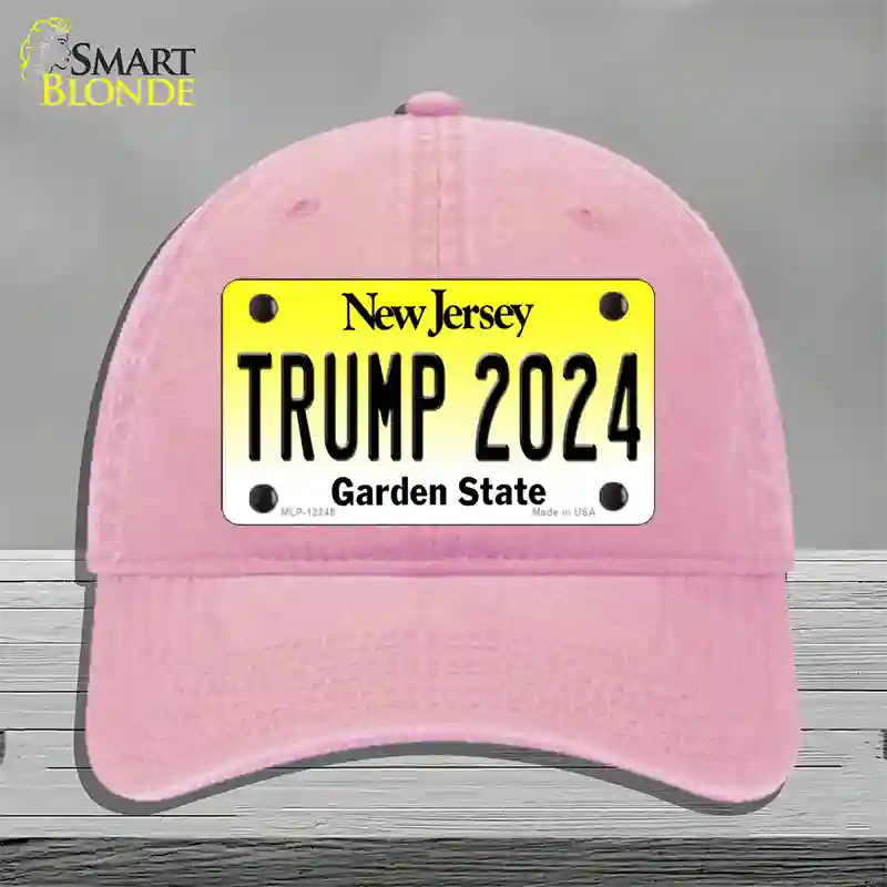 Trump 2024 New Jersey Novelty License Plate Hat Unconstructed Cotton / Pink