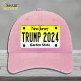 Trump 2024 New Jersey Novelty License Plate Hat Unconstructed Cotton / Pink